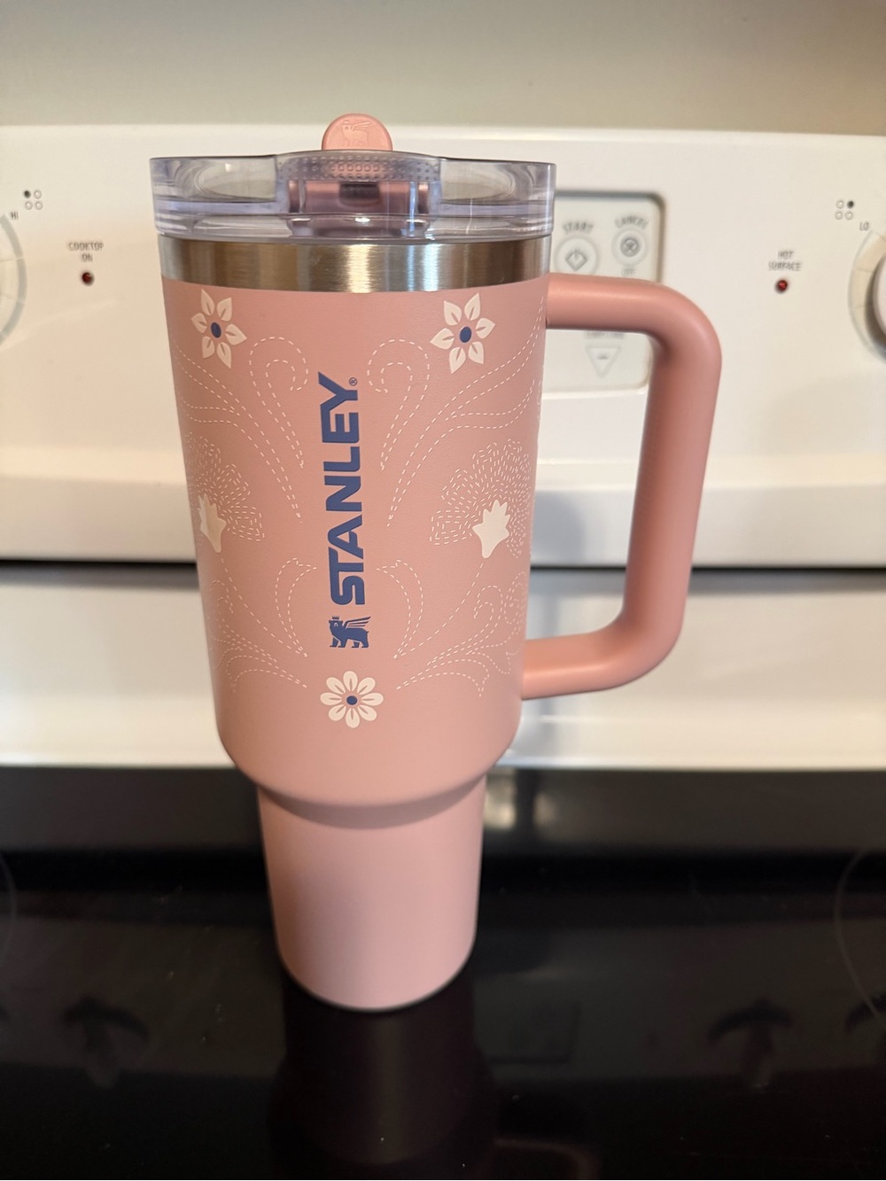 Stanley Pink Floral Insulated Travel Mug with Handle